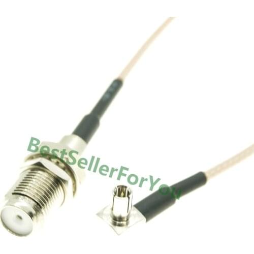 F type Female nut bulkhead to TS9 Male Right Angle RA Pigtail Cable RG316 15cm For 3G Modem E156/E159/E161