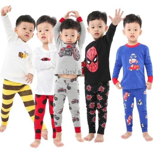 Spring Autumn Children Full Sleeve Cotton Pajamas Sets 2pc Long Animal Pajama Infantil Pijamas for Kids