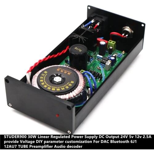STUDER900 30W Linear Regulated Power Supply DC 24V 5v 12v 2.5A DAC 6J1 12AU7 tube Preamplifier Audio decoder Power Adapter