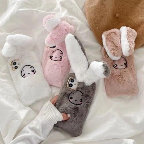 Luxury Cute Creativity 3D Plush Bunny ears For iPhone 11 12 Pro Max Case X XR XS 6 6s 7 8 Plus SE 2020 phone accessories Cover