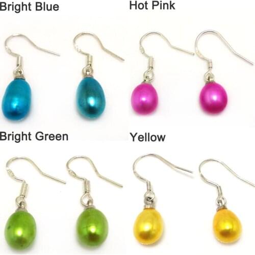 7-8mm Natural Rarindrop Freshwater Cultured Sterling Silver Pearl Earring