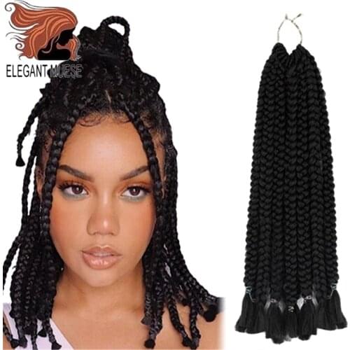 ELEGANT MUSES 14" 80g 12Root Box Braids Synthetic Hair Extensions Black Bug Brown hair for Women Box Braids Crochet Hair