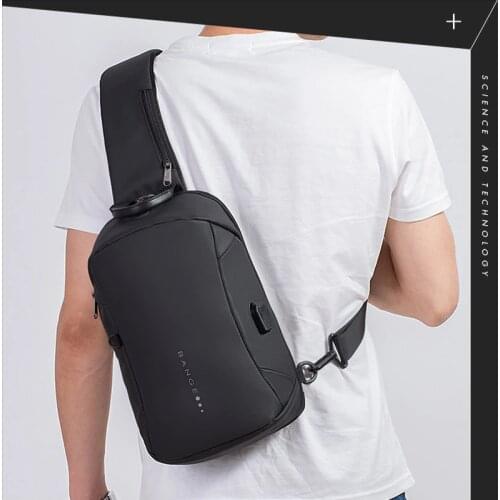 Bange Fashion Multifunction Crossbody Bags Men USB Recharging Chest Pack Short Trip Messenger Chest Bag Waterproof Shoulder Bag
