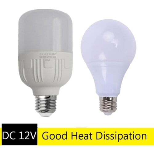 LED Bulb Lamps DC 12V 36W 24W 18W Smart IC Ball Bulb 3W 5W 7W 9W 12W 15W Lampara Led Focos Solar Battery Bulb Outdoor Camping