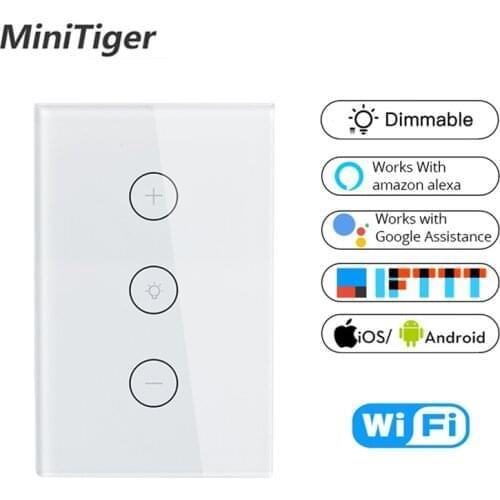 Tuya Smart Life Wifi Smart Wall Touch Light Dimmer Switch EU/UK/US Standard APP Remote Control Work with Amazon Alexa and Google