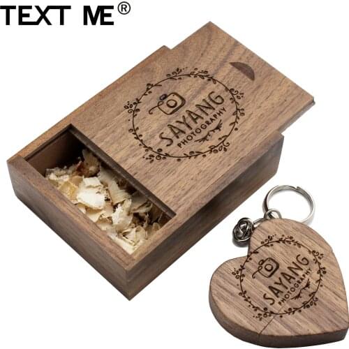 TEXT ME wooden heart love+box Free custom made LOGO usb flash drive 4GB 8GB 16GB 32GB 64GB usb 2.0 photography