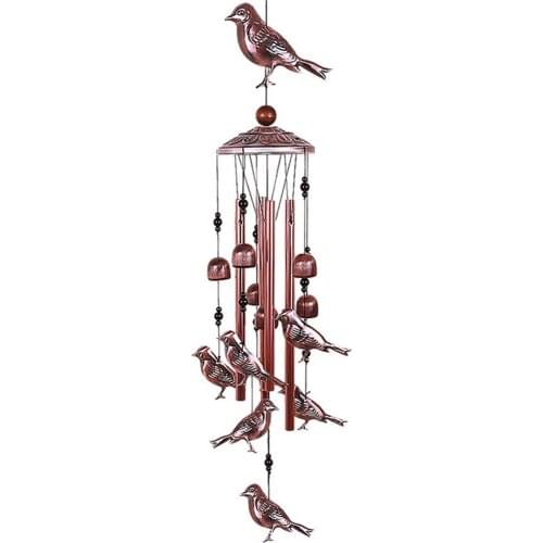 Bird Wind Chimes 4 Aluminum Tubes 6 Bells 7 Birds Windbells for Indoor Outdoor Decoration