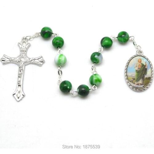 Green Round Acrylic Bead St Jude Rosary Chaplet