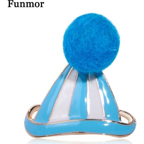 Funmor Hat Brooch Enamel Pins Felt Jewelry Women Girls Coat Collar Dress Bag Accessories Routine Party Ornaments Gift Brooches