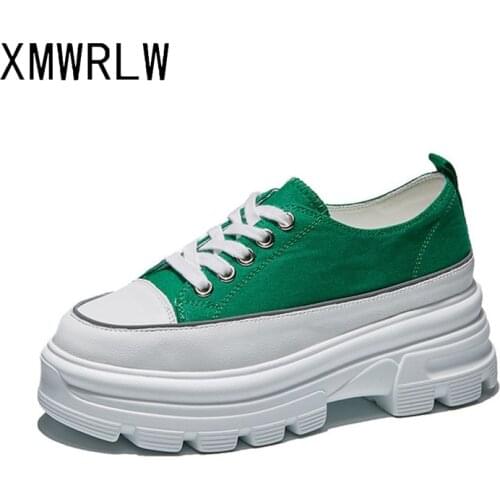 XMWRLW Womens Platform Shoes 2021 Spring Autumn Genuine Leather Thick Sole Female Chunky Sneakers Woman Autumn Platform Shoes
