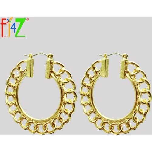 F.J4Z New Women Rock Earrings Fashion Trending Alloy Chain Circle Hoop Earring Female Club Jewelry Brincos Bijoux pendientes