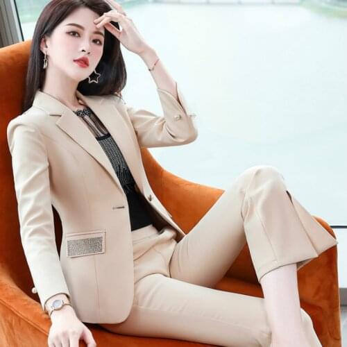 Autumn and Winter High Quality Womens Pants Suits Two-piece Suit Slim Ladies Jacket Fashion Trousers Business Wear Female
