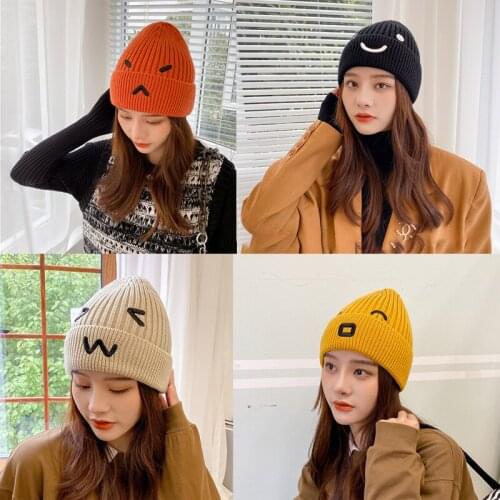 Winter Hats for Women Wool Warm Hat Fashion Knitted Expression Bonnets Interesting Expression Outdoor Cold Protection Hat