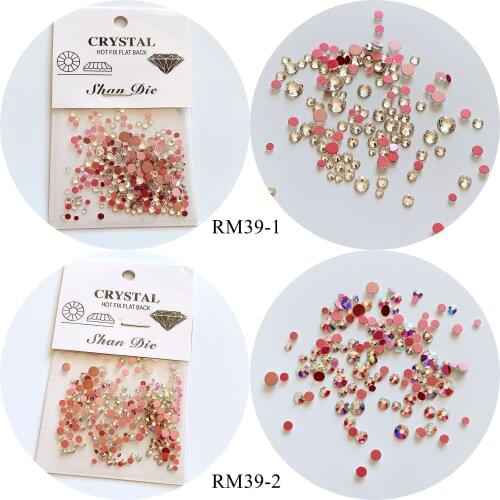 1bag Nail Art Pink-Back Shinny Rhinestone Flat-back Mix Size Rhinestone in Bag RM39