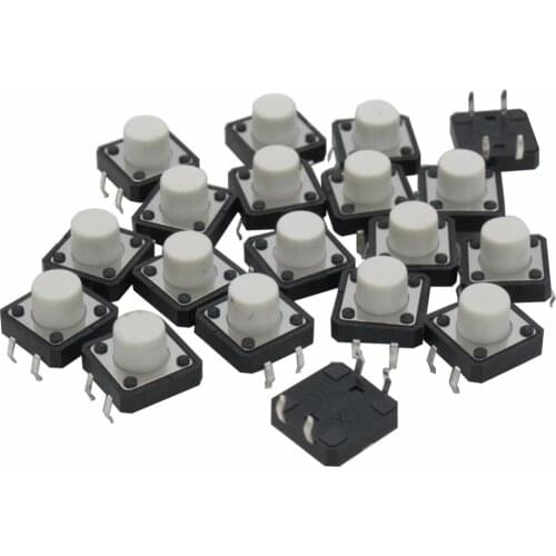 100 Pcs white 12x12mmx12mm PCB Momentary Tactile Tact Push Button Switch 4 Pin DIP 12*12*12mm