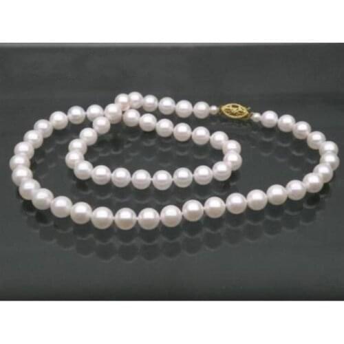 GORGEOUS 7-7.5mm AAA+ round white akoya pearl necklace