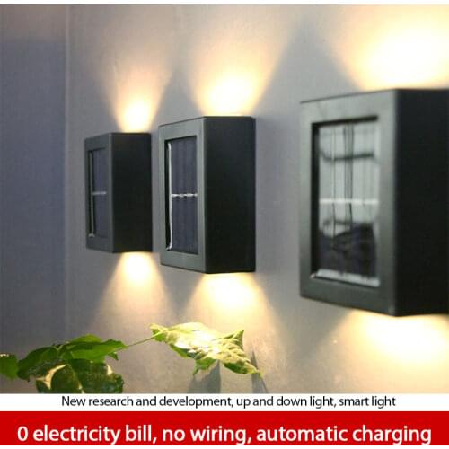 2 Pcs Solar Lamps Solar Garden Waterproof Wall Lamp Light Up And Down Garden Decorative Wall Lamp Street Lamps Home Stair Lamp