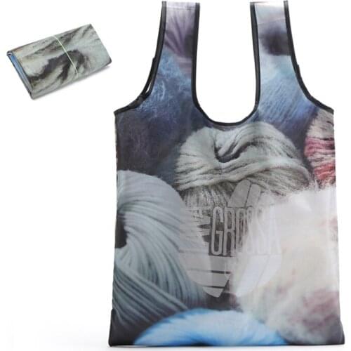 20PCS / LOT Reusable Shopping Bags Stylish Ink Painting Portable Enlarged Tote Bag Foldable Shopping Storage Bag