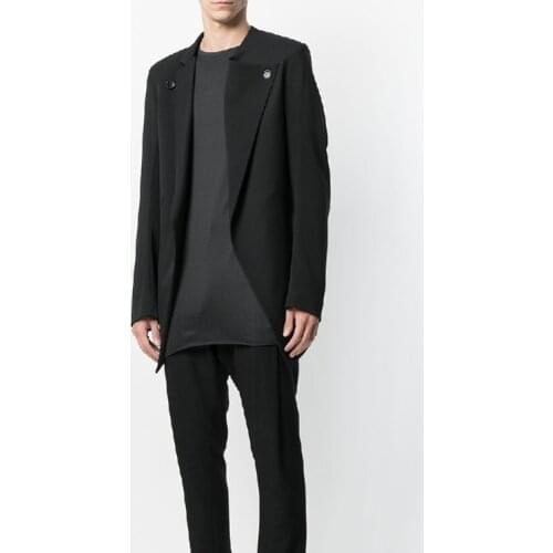 S-6XL!!2019 mens stylish mens suits irregular asymmetrical slim mid-length suits