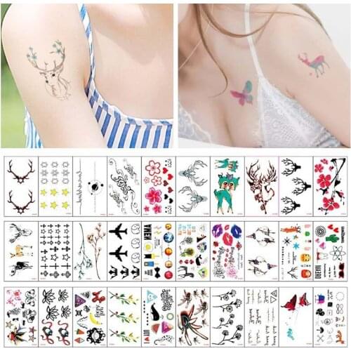 30 Pcs/set Tattoo Sticker Butterflies Dragon Temporary Tattoo Animal Fake Tattoo Paste on Arm Leg Body Makeup Waterproof Sticker