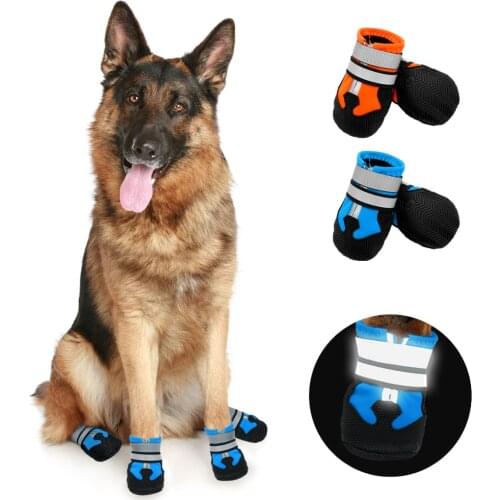 4pcs Dog Shoes for Large Dogs Waterproof Pet Snow Boot Reflective Winter Dogs Shoes Socks Pet Footwear Non-Slip for Pitbull