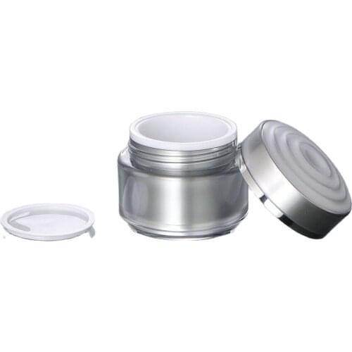 50G silver acrylic cream bottle with flower shape lid ,cosmetic container,,cream jar,Cosmetic Jar,Cosmetic Packaging