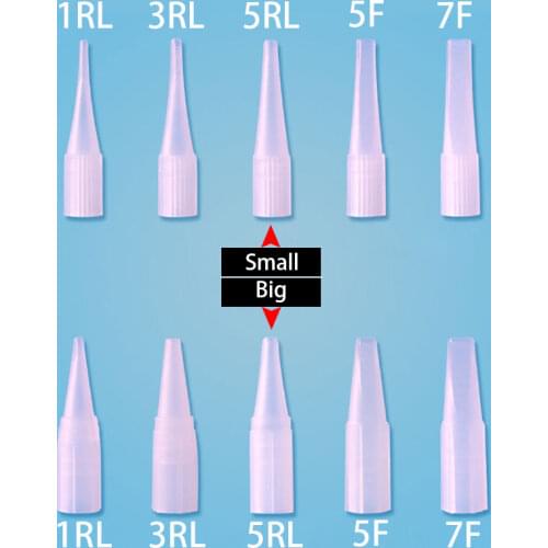 50 PCS Tattoo Needles Caps 1R/3R/5R/5F/7F Plastic Machine Permanent Makeup Tips Traditional Tattoo Tips Disposable Eyebrow