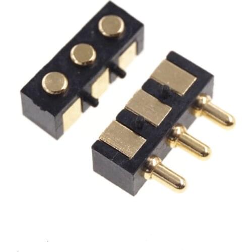 50 pcs Spring Loaded Pogo pin connector 3 PIN Right Angle Surface Mount SMD Strip Male Female Target Flat Face SMT Pitch 2.5 mm