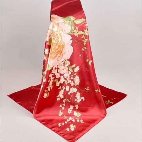 90*90cm Hot Sale Winter Autumn Women Scarf Russian Rose Flower Square Bandana Wrap Ladies Headkerchief Shawl Wedding Party