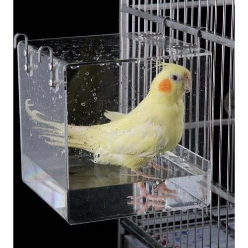 Acrylic Transparent Bathtub Tiger Peony Parrot Bird Bathtub Bird Round Birdcage Bathtub Small Pet Supplies