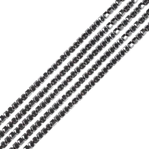 Natural Stone Black Hematite beads Polygon Faceted 4*4mm 110Pcs beads Stone for Jewelry bracelet necklace Making DIY Accessories