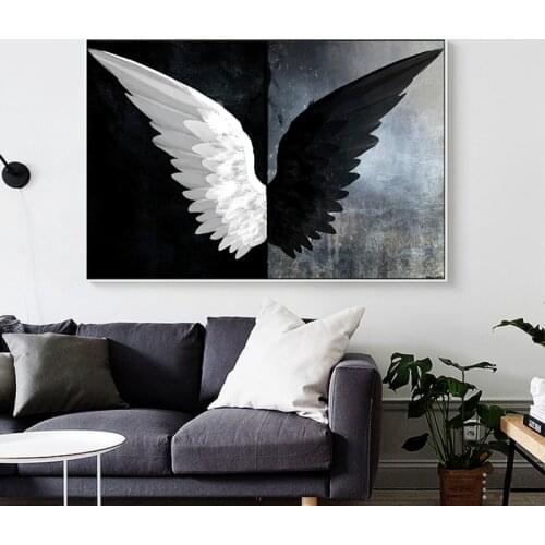 Black And White Angel Wings Canvas Art Posters And Prints Modern Wings Canvas Paintings On the Wall Art Pictures Home Decoration