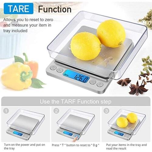 3000g/0.1g Electronic Digital Display Scale Platform Scale 500g/0.1g Jewelry Gram Scales Precision Scale LCD Mini Kitchen Scale