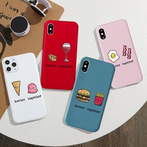 GYKZ Cartoon Food Ice Cream Donuts Milk Couple Case For iPhone XS MAX SE20 12 11 Pro 7 X XR 6 8Plus Best Friend Soft Phone Cover