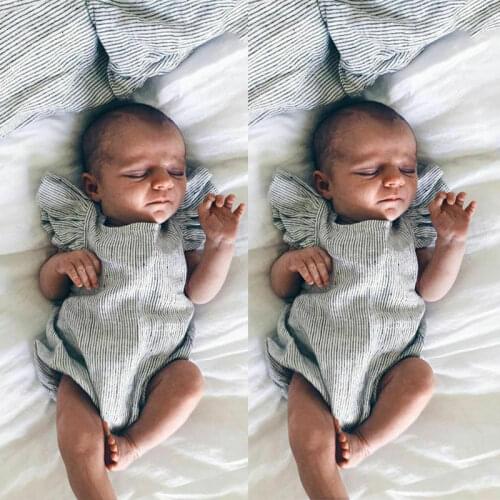 Newborn Baby Girls Cotton Striped Romper Jumpsuit Stripes Outfit Clothes Summer