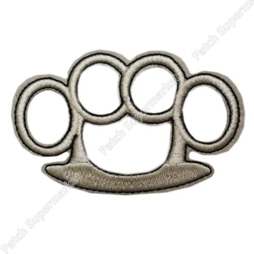 3.2" Knuckle Rings Brass Duster biker vest retro emo punk rockabilly applique sew on/ iron on patch scrapbooking accessories