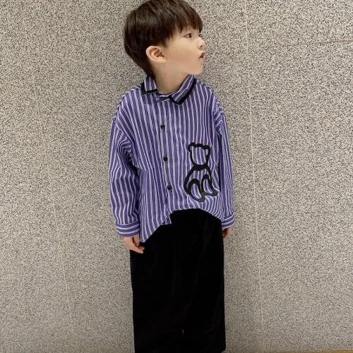 Bear Spring Summer Boys Blouses Shirts Kids Children Clothing Top Overcoat Formal Sport Beach Cotton Long Sleeve High Quality