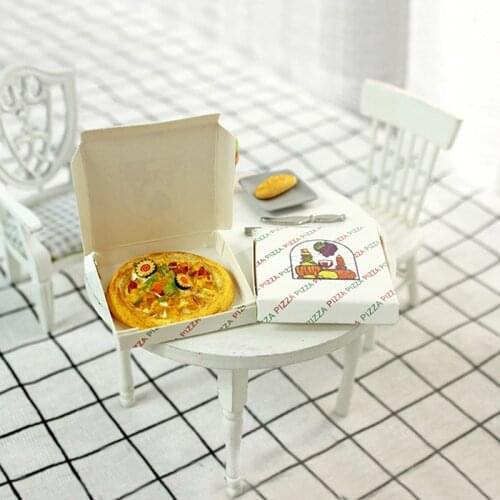1/12 Dollhouse Miniature Accessories Mini Resin Pizza with Box Simulation Food Model Toys for Doll House Decoration
