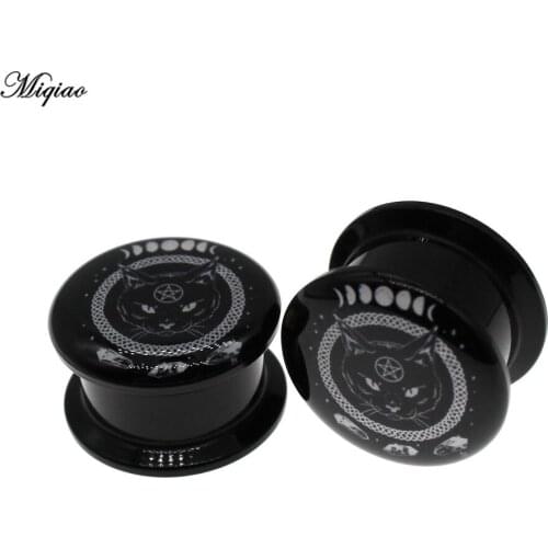 Miqiao 2pcs Hot Selling Creative Cat Head Ear Expander Acrylic Ear Expander 6mm-25mm Exquisite Human Body Piercing Jewelry