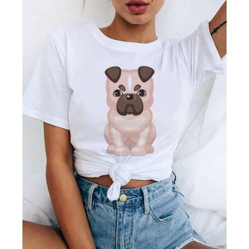Fashion french bulldog print t shirt women casual t-shirt for girls summer short sleeve tshirt tops tshirt female