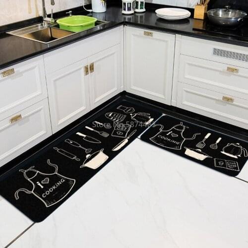 Fashion Modern Minimalist Black and White Kitchen Mat Combination Entry Mat Bedroom Long Bedside Blanket