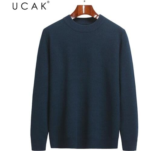 UCAK Brand Casual Sweaters Men Clothing O-Neck Streetwear Solid Color Pocket Sweater Pull Homme Autumn Winter Pullover U1281