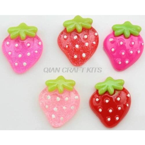 Set of 100pcs lovely large Strawberries Cabochons (28mm) Cell phone decor, hair accessory supply, DIY-mixed colors