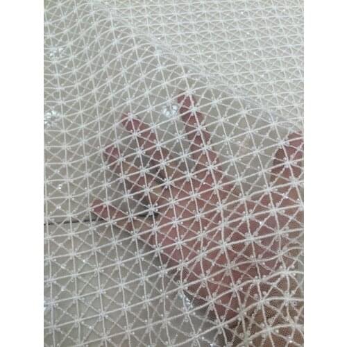 Nigerian tulle lace fabric with beads Latest design SYJ-5313 African embroidery guipure lace fabric