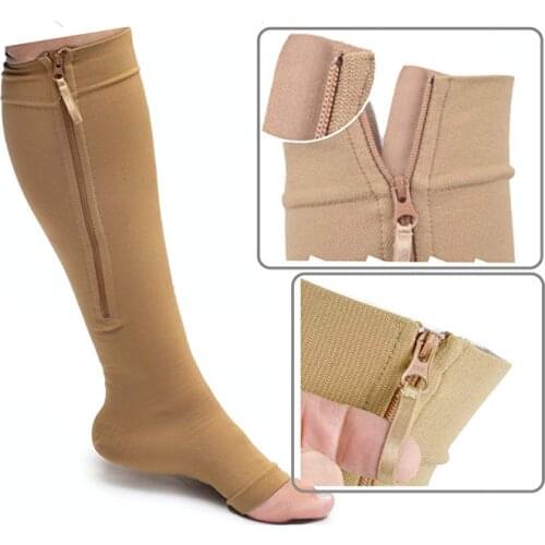 Women Zipper Compression Socks Prevent Varicose Veins Socks Slim Burn Fat Functional Sleeping Beauty Leg Shapper Socks