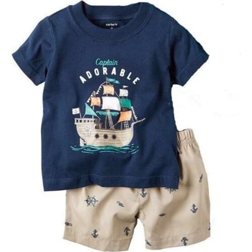 New Childrens Pajamas Summer Short-Sleeved Tshirt + Shorts Sports Set Kids Pyjamas Boys Girls Nightwear Cartoon Sleepwear 2-7T