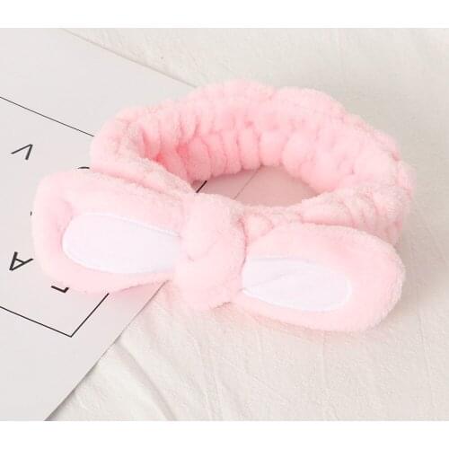 Rabbit ears plush headband Korean version of sweet and super cute hairband hairpin wash face hairband student girl Bow Headwear
