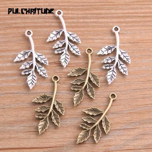 20PCS 16*30mm Metal Alloy 2020 New Two Color Tree Branch Charms Plant Pendant For Jewelry Making DIY Handmade Craft