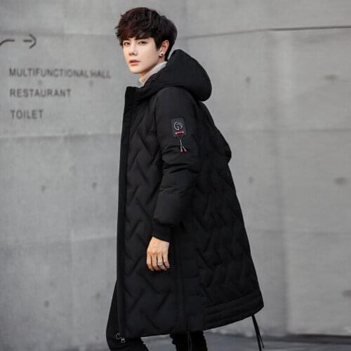 Down Jacket Mens Mid-length Hooded Winter New Style Korean-style Thick Warm yu rong ao Slim Fit Students Tide