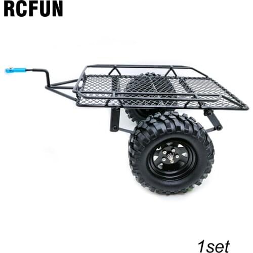 RC Car Truck Hauler Metal Hitch Mount Trailer for 1/10 RC Crawler Axial SCX10 90046 TraXxaS TRX4 Tamiya CC01 RC4wD D90 D110 TF2